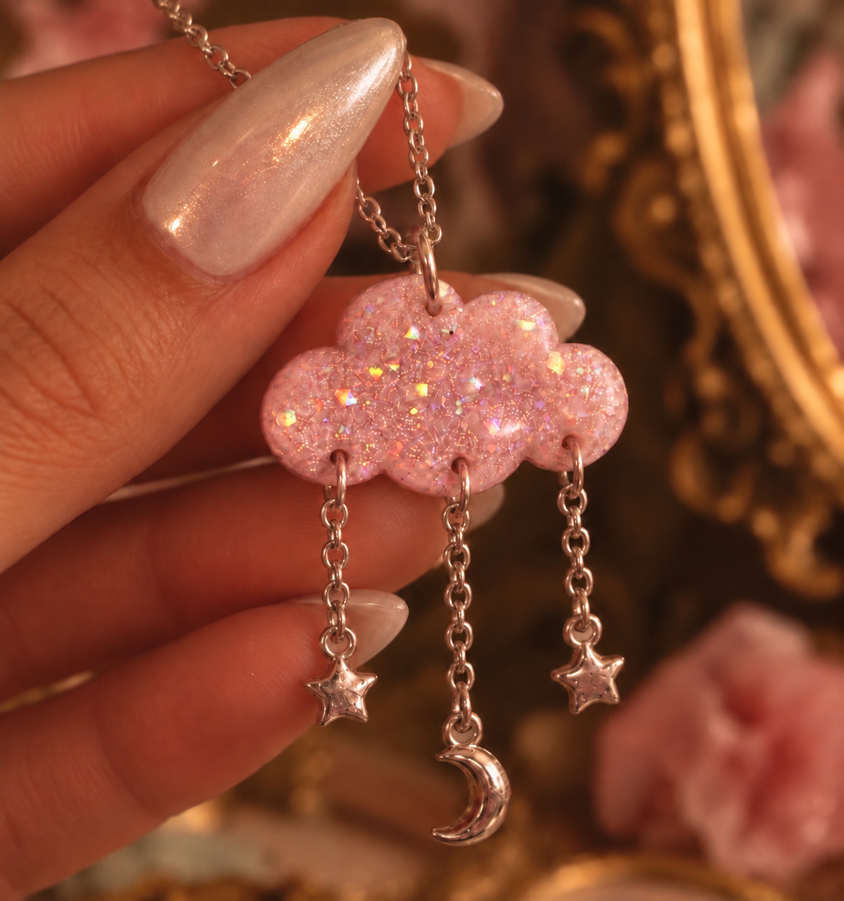 Pink Moonshower Necklace
